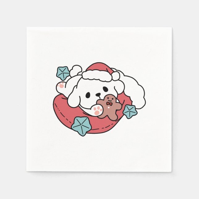 Juldagen i Santa Hat - Helgdag Cheer för Pet Pappersservett (Framsidan)