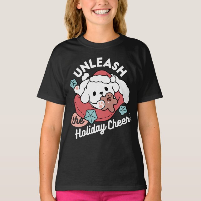 Juldagen i Santa Hat - Helgdag Cheer för Pet T Shirt (Framsida)