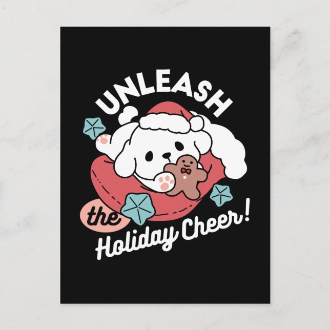 Juldagen i Santa Hat - Helgdag Cheer för Pet Vykort (Framsida)