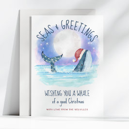 Juldagen i Santa Sea Måne och Stars Julkort
