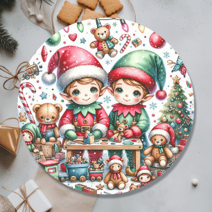 Juldagen i Santa's Workshop Runt Klistermärke