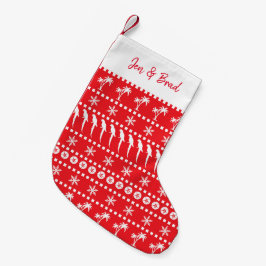 Juldagen Jumper Stil Parrots och Handflatan Träd R Liten Julstrumpa
