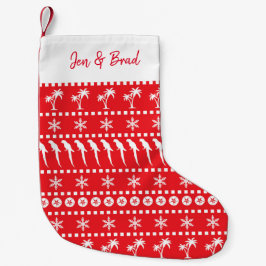 Juldagen Jumper Stil Parrots och Handflatan Träd R Liten Julstrumpa