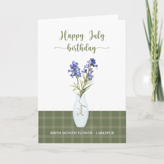 Juldagen Larkspur Birth Month Flower Kort (Framsida)
