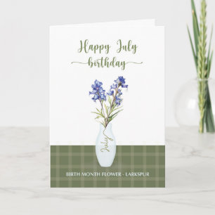 Juldagen Larkspur Birth Month Flower Kort