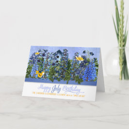Juldagen Larkspur Garden med Birdhouse Kort
