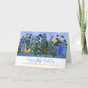 Juldagen Larkspur Garden med Birdhouse Kort