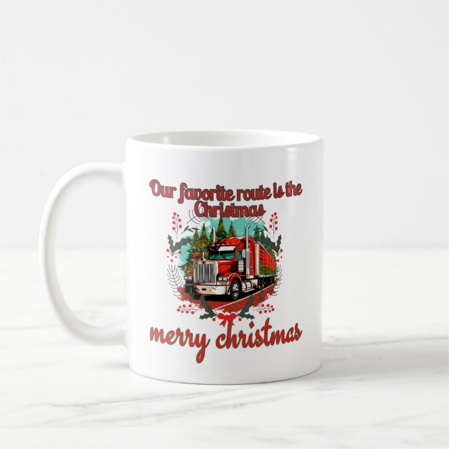 Juldagen Lastbil Route Helgdag Driving Festive Jou Kaffemugg (Vänster)