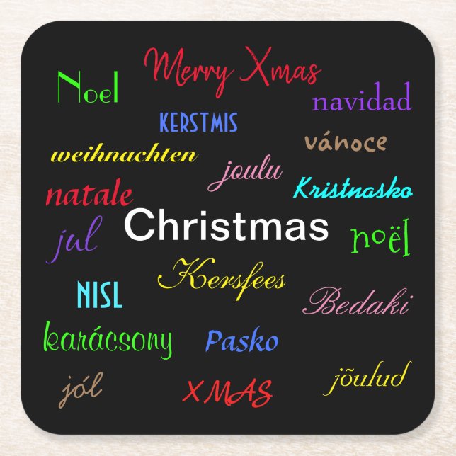 Juldagen Modern i svart Värld runt Underlägg Papper Kvadrat (Framsidan)
