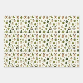 Juldagen Mönster med tomten, renar, gåvor