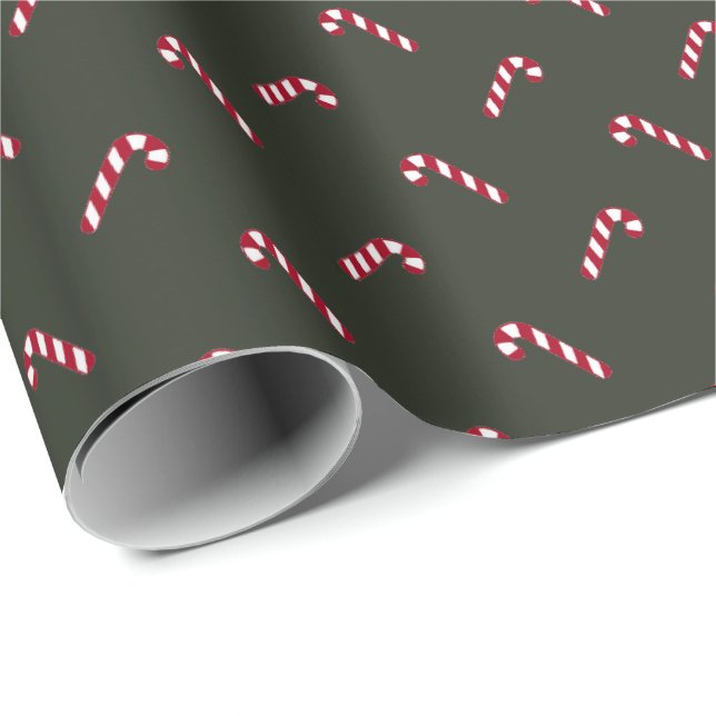 Juldagen mörk gräs träd grönt candy cane söt presentpapper (Rullad Hörn)