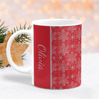 Juldagen Mugg med Namn och Snöflingor