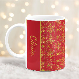 Juldagen Mugg med Namn och Snöflingor