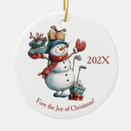 Juldagen Önskemål för Golf Älskare - Snögubbe Desi Julgransprydnad Keramik