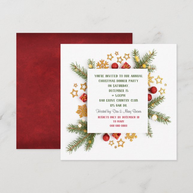 Juldagen Party Gräs Inbjudningar (Fram/baksida)