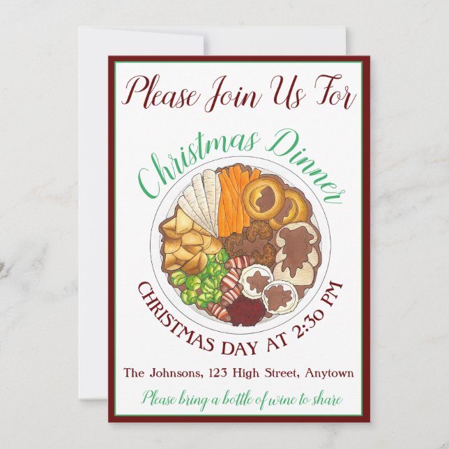 Juldagen Party, Storbritannien, Festive British Fo Inbjudningar (Framsida)