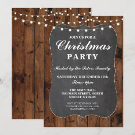 Juldagen Party Wood Rustic Chalk Inbjudningar