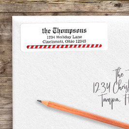 Juldagen Returadress Candy cane Rand Returadress Etikett