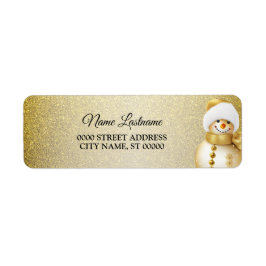 Juldagen Returadress Guld Snögubbe Snöflingor Returadress Etikett