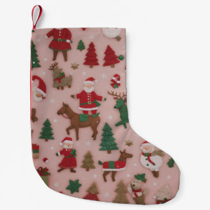 Juldagen rosa mönster - liten julklapp julstrumpa