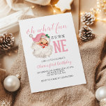 Juldagen Rosa Santa First Birthday Inbjudningar<br><div class="desc">Vilken roligt,  det är att vara en! Julens Rosa Santa först födelsedagsfest inbjudan med vattenfärgen rosa Tomt.</div>