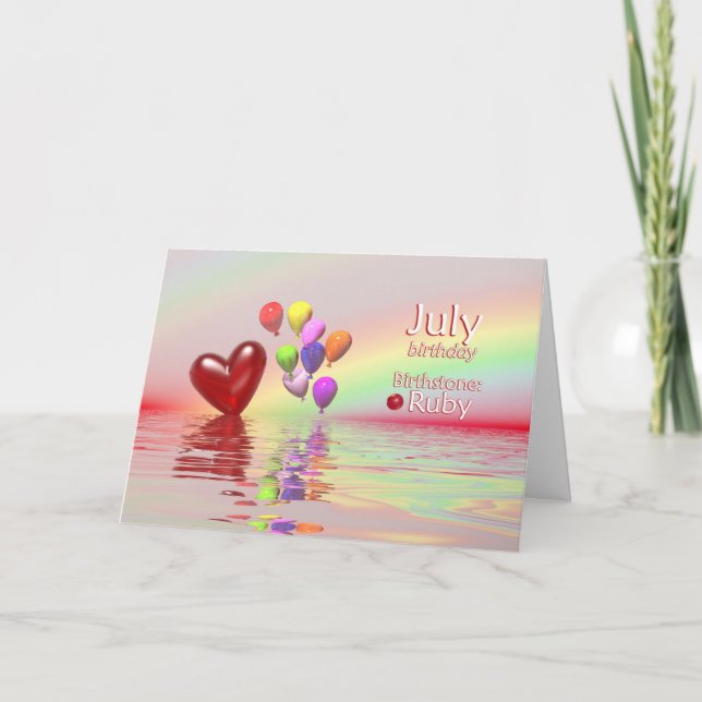Juldagen Ruby Heart Kort (Framsida)