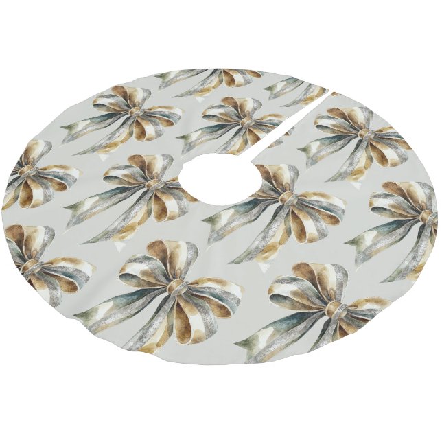 Juldagen Rustic Blek Grönt Guld Bow Julgransmatta Borstad Polyester (Vinklad)