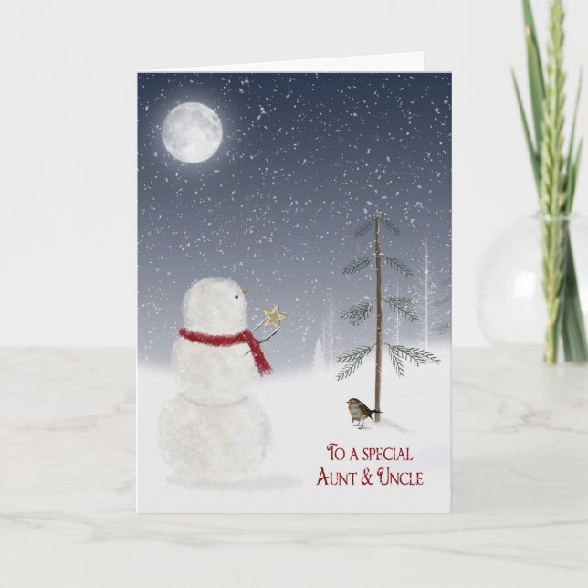 Juldagen Snögubbe för Moster och morbror Helgkort (Framsida)