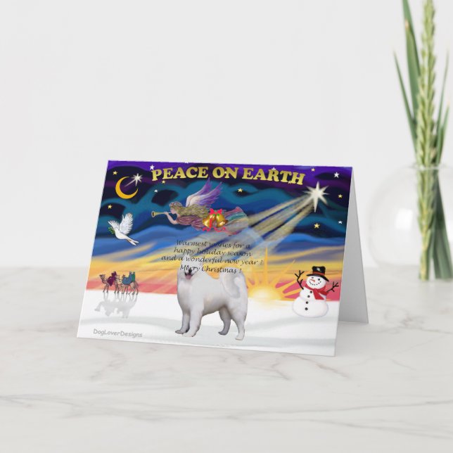 Juldagen - Soluppgång - Samoyed Helgkort (Framsida)