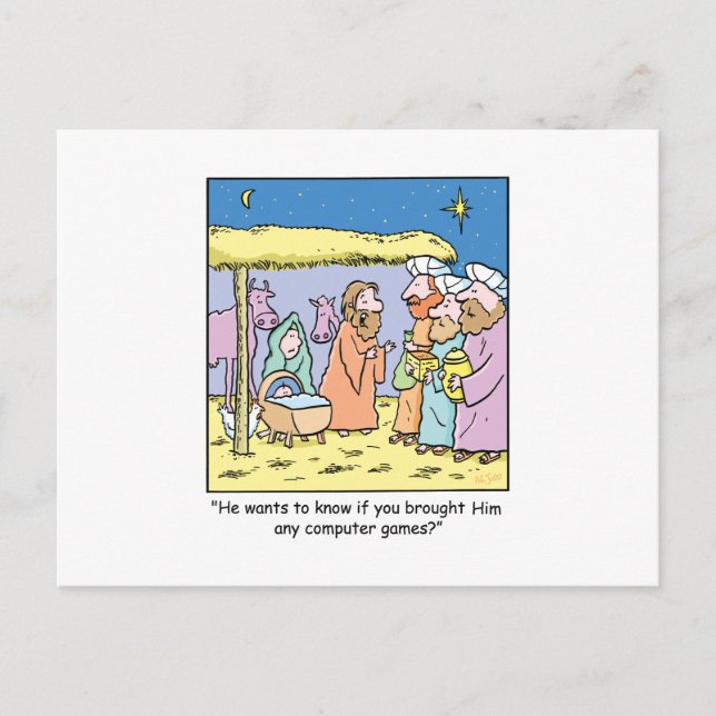 Juldagen Tecknad Tre Wise Kung Computer Games Helg Vykort (Framsida)