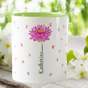 Juldagen Vatten Lily Birth Month Flower Blommigt Två-Tonad Mugg