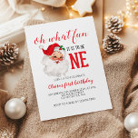 Juldagen Vintage Santa First Birthday Inbjudningar<br><div class="desc">Vilken roligt,  det är att vara en! Julens vintage Santa först födelsedagsfest inbjudan.</div>