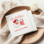 Juldagen Vintage Santa First Birthday Pappersservett<br><div class="desc">Vilken roligt,  det är att vara en! Julens Vintage,  jultomten,  första födelsedagsfesten.</div>