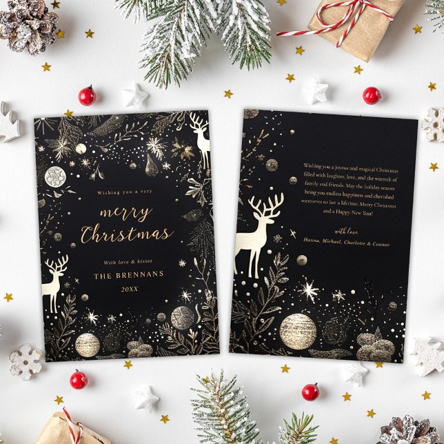 Juldagens moderna Elegant - svart, unik Julkort (Christmas Modern Elegant Festive Black Unique Holiday Card)