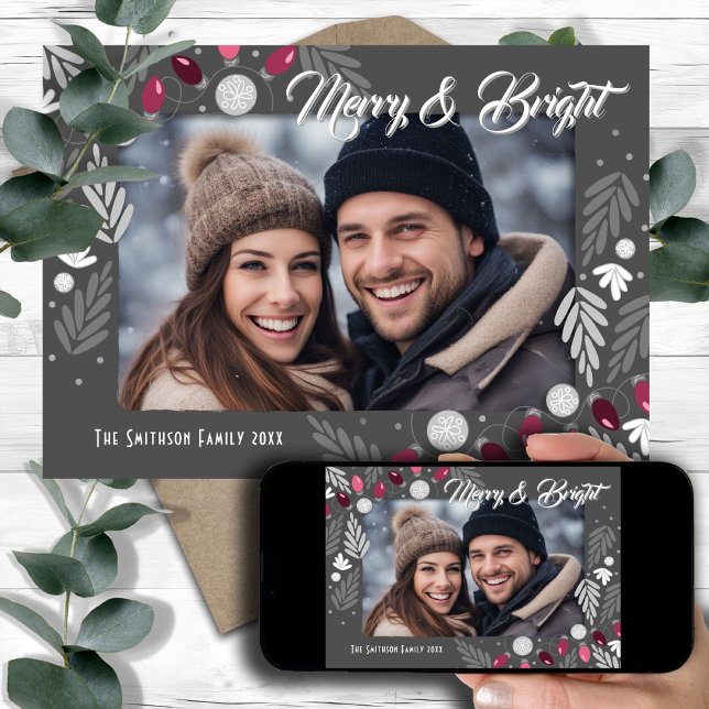 Juldagens moderna Rosa Ljus One Photo Inbjudningar (Skapare uppladdad)