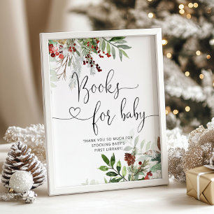 Juldaggrön babydusch Bokar för baby Poster