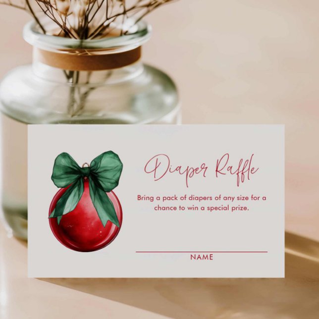 Juldagstidning Raffle Biljett Tilläggskort (Christmas Red and Green Diaper Raffle Ticket)