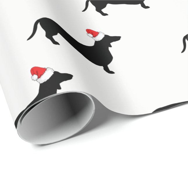 Juldamål, Dachshunds och Santa Hats Presentpapper (Rullad Hörn)