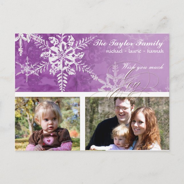 Juldamm - Snöflummel - Plum Lila Card Helg Vykort (Framsida)