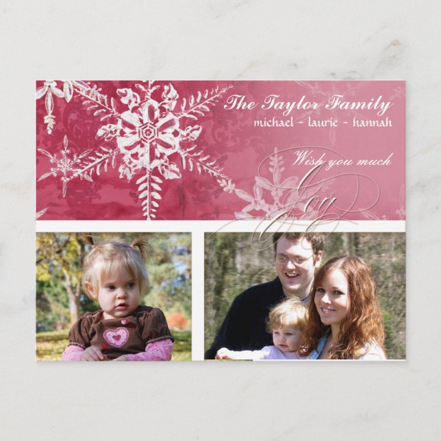 Juldamm - snöflummel - Shock rosa Card Helg Vykort (Framsida)