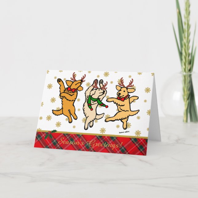 Juldancing Golden Retrievers Helgkort (Framsida)