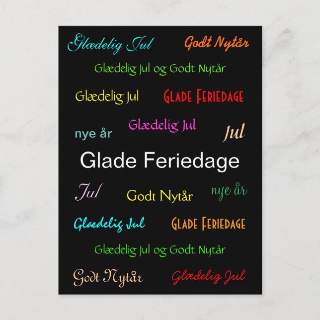 Juldanska Glade Feriedage Helg Vykort (Framsida)