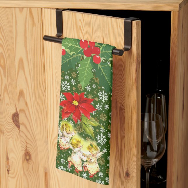 Juldanskning Baby Änglar på Snöflingor Kökshandduk (Thirds Fold)