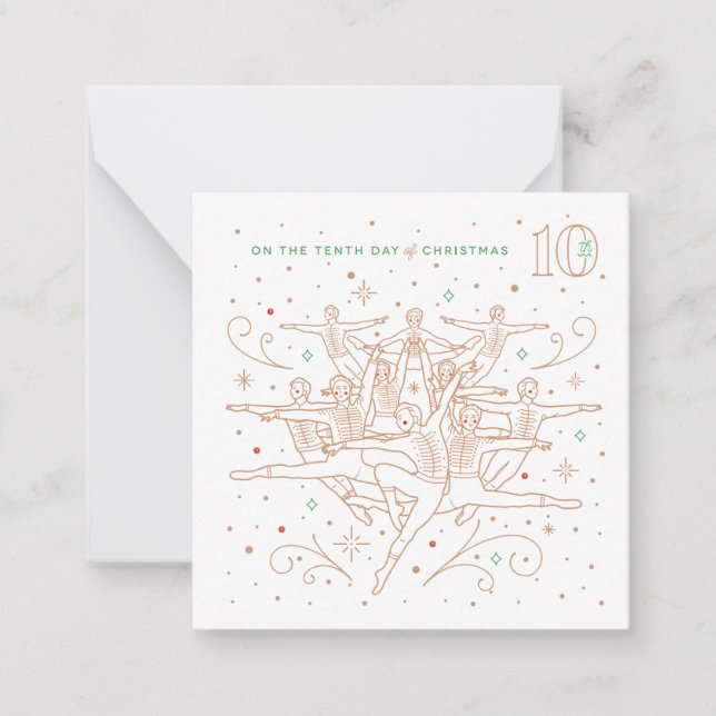 JULDARENS TIONDE DAG / Presentkort med brevpapper Anteckningskort (Framsida)