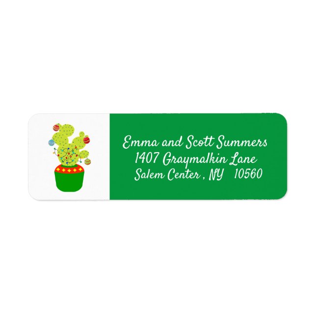 Juldeert Southwest Cactus Cacti Adress Returadress Etikett (Framsidan)
