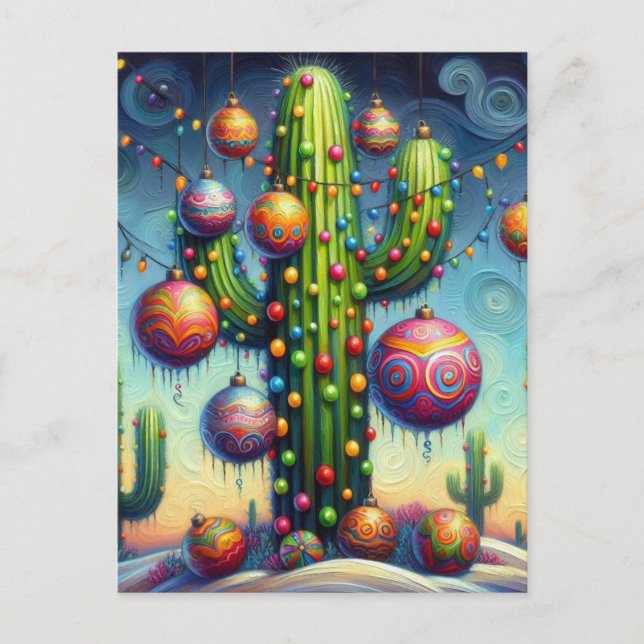Juldeert Southwest Saguaro Cactus Säsong Helg Vykort (Framsida)