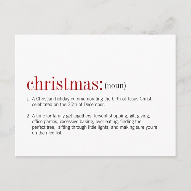 Juldefinition Helg Vykort (Framsida)