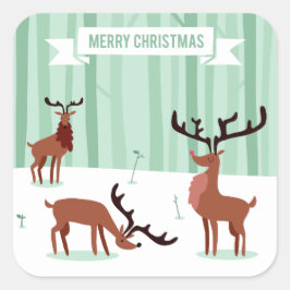 Juldekaler för Cute Reindeers Fyrkantigt Klistermärke