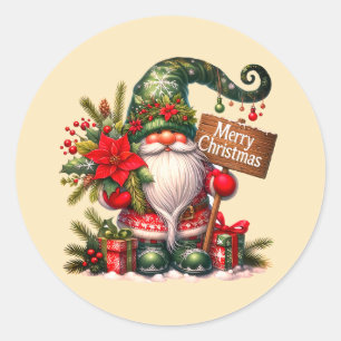 Juldekaler för Cute Santa Runt Klistermärke