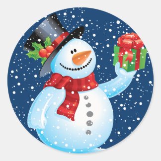 Juldekaler för Cute Snögubbe Runt Klistermärke